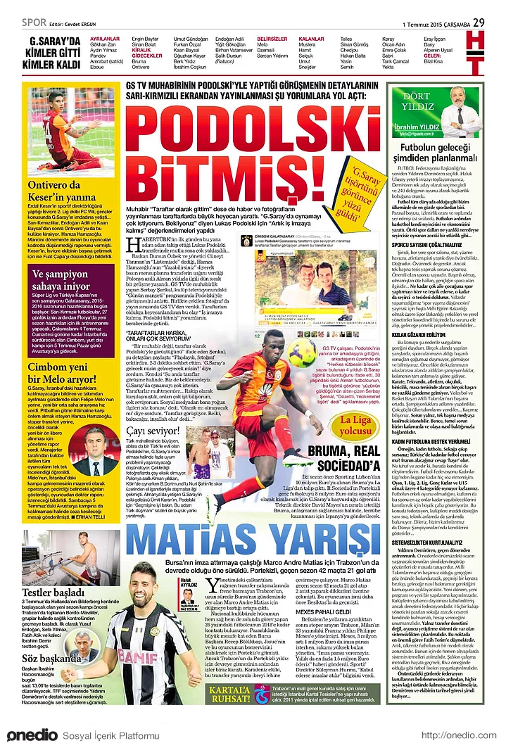 Sporun Manşetleri | 1 Temmuz 2015